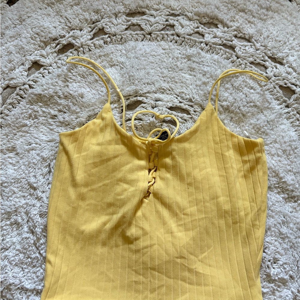 Rue21 Yellow Ribbed Camisole with Button Detail